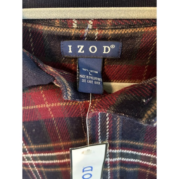Izod Long Sleeved Flannel Polo - Size L - New with Tags - Picture 3 of 7